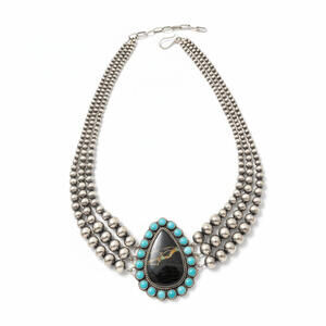 Authentic Blackjack & Golden Hills Turquoise Sterling Silver Princess Necklace